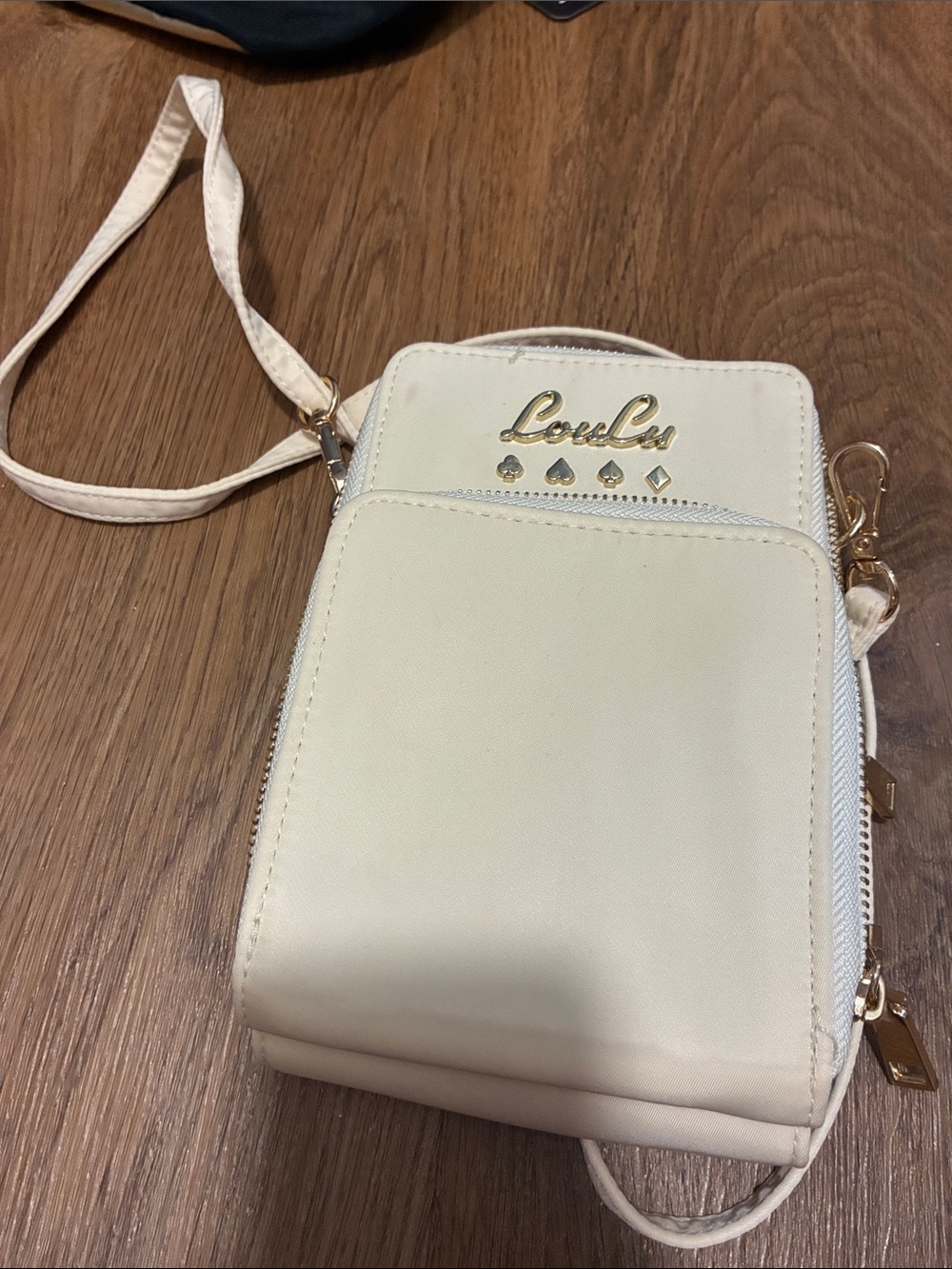 LouLu Cream Crossbody Mini Bag with Gold Accents